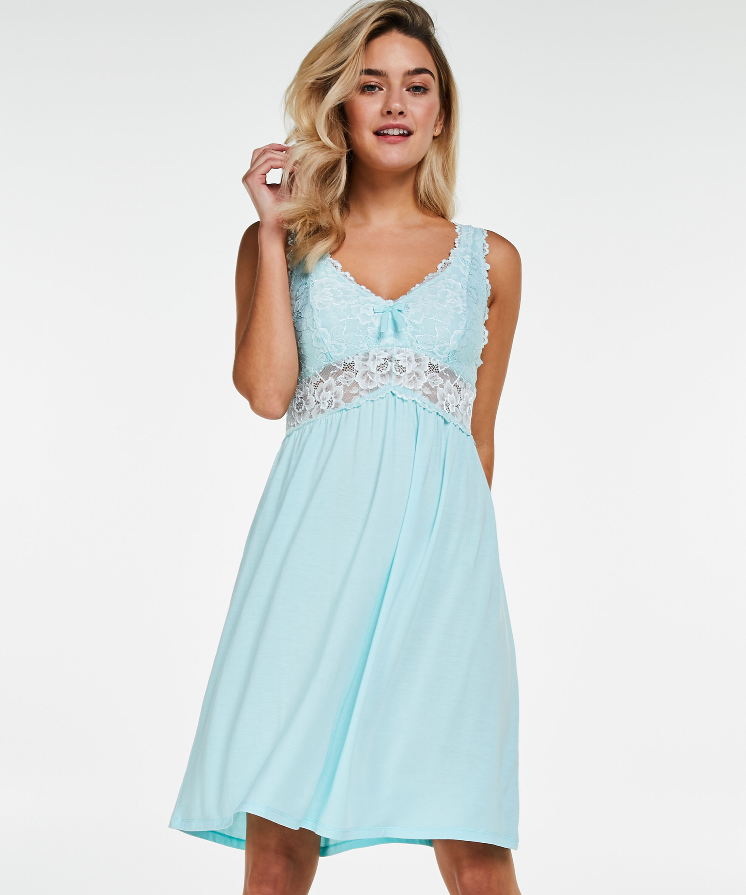 Modal Lace natkjole, Blå