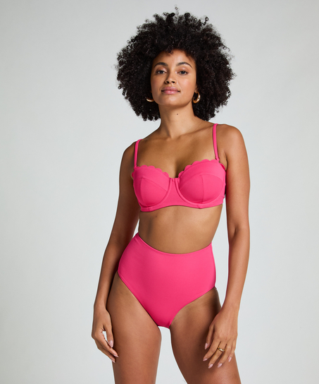 Scallop rio bikinitrusse med h&oslash;j talje., pink