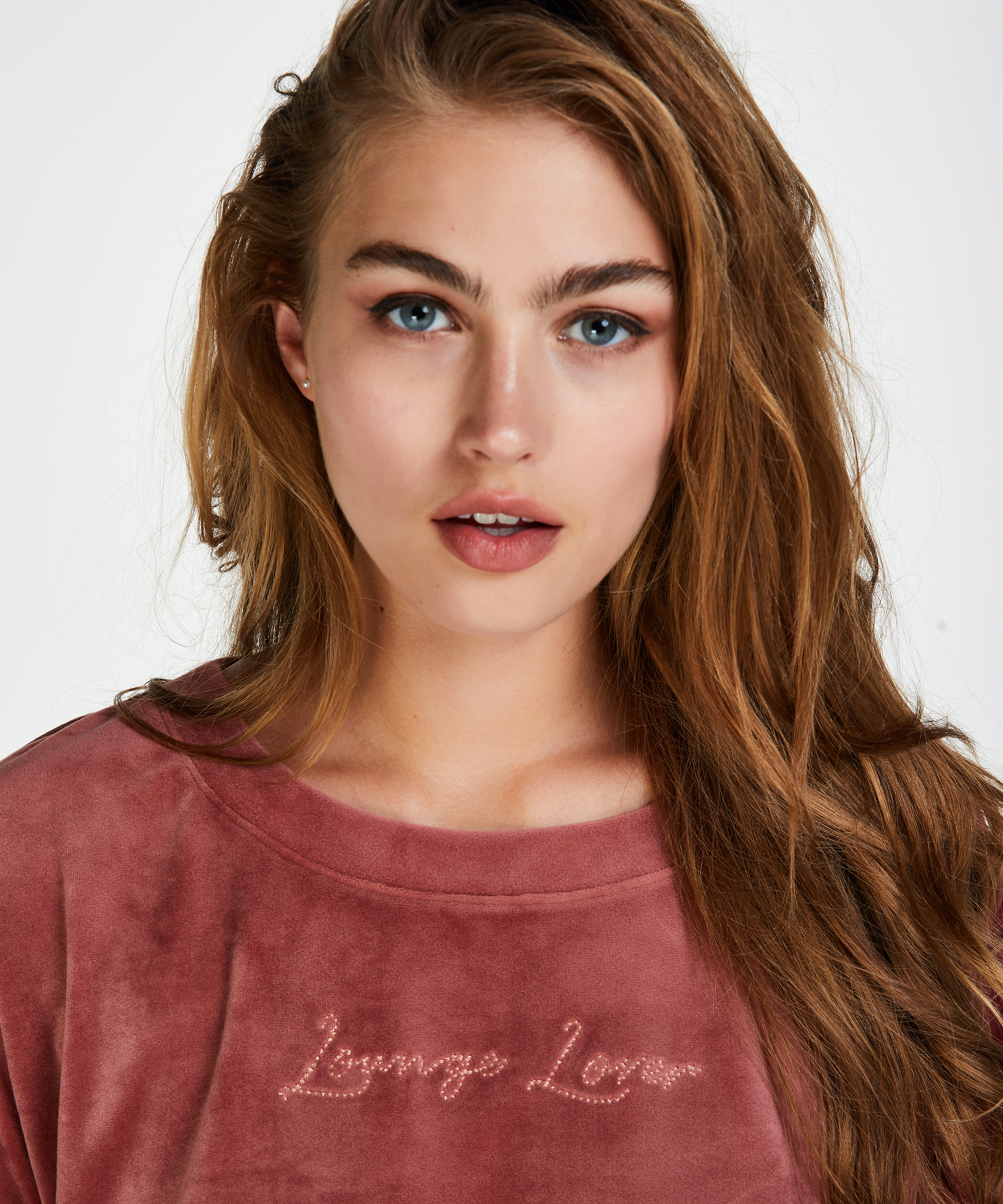 Top lange &aelig;rmer velour, Lyser&oslash;d, main