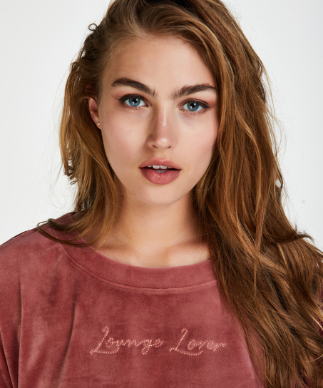 Top lange &aelig;rmer velour, Lyser&oslash;d