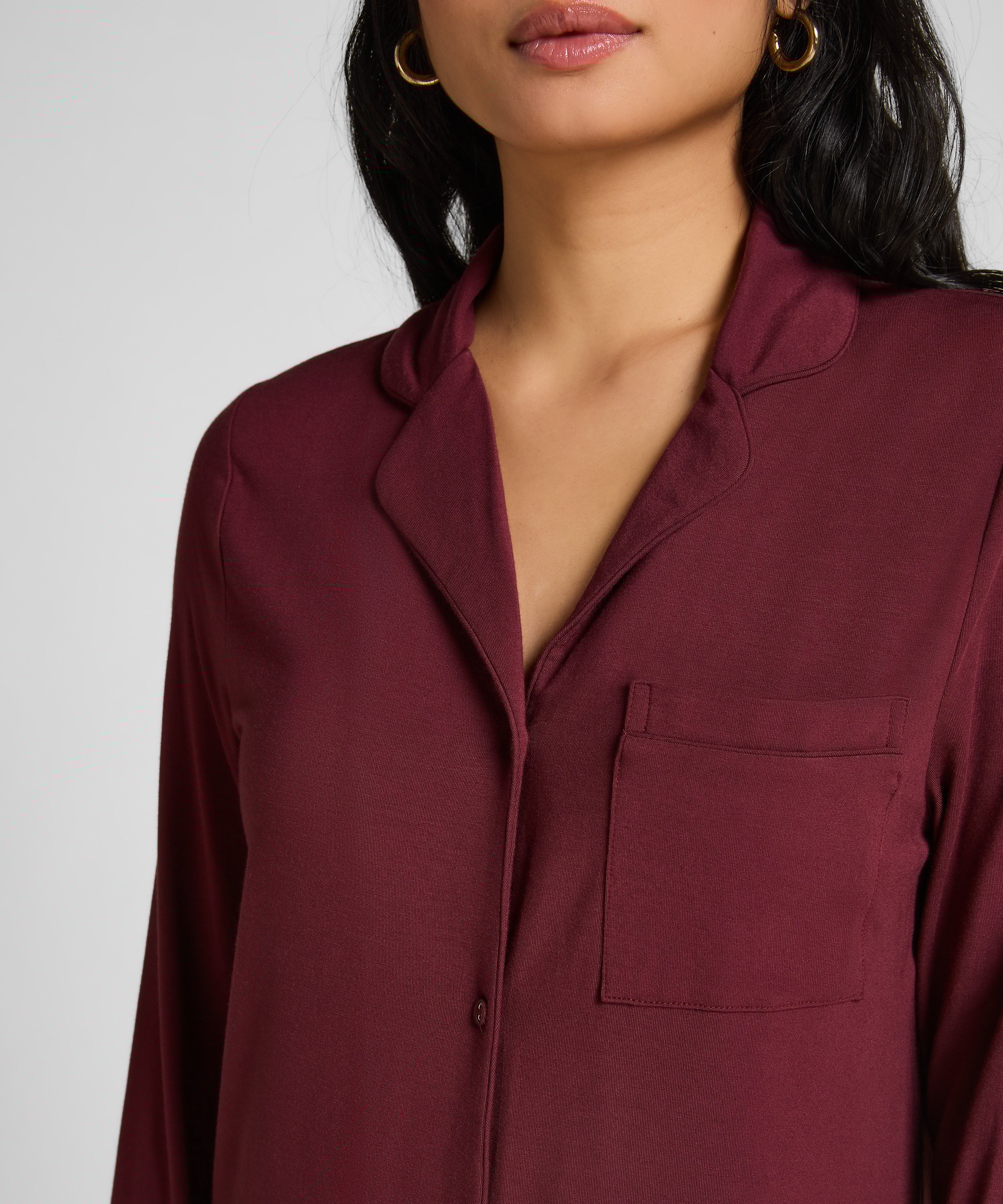 Lang&aelig;rmet jerseyskjortekjole Essential, Lilla, main