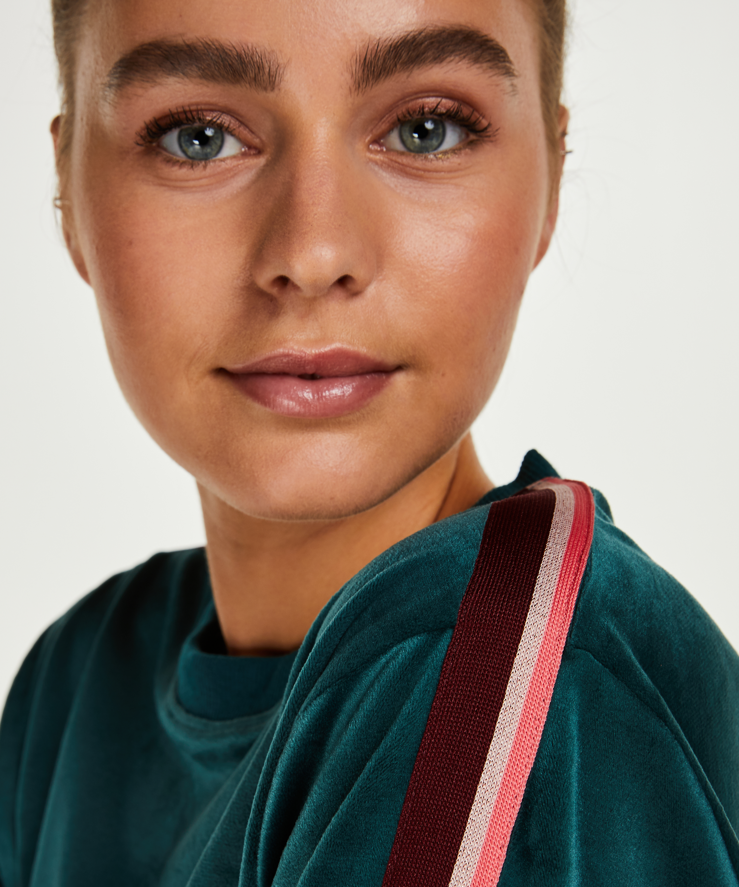 Velours Stripe top, Grøn, main