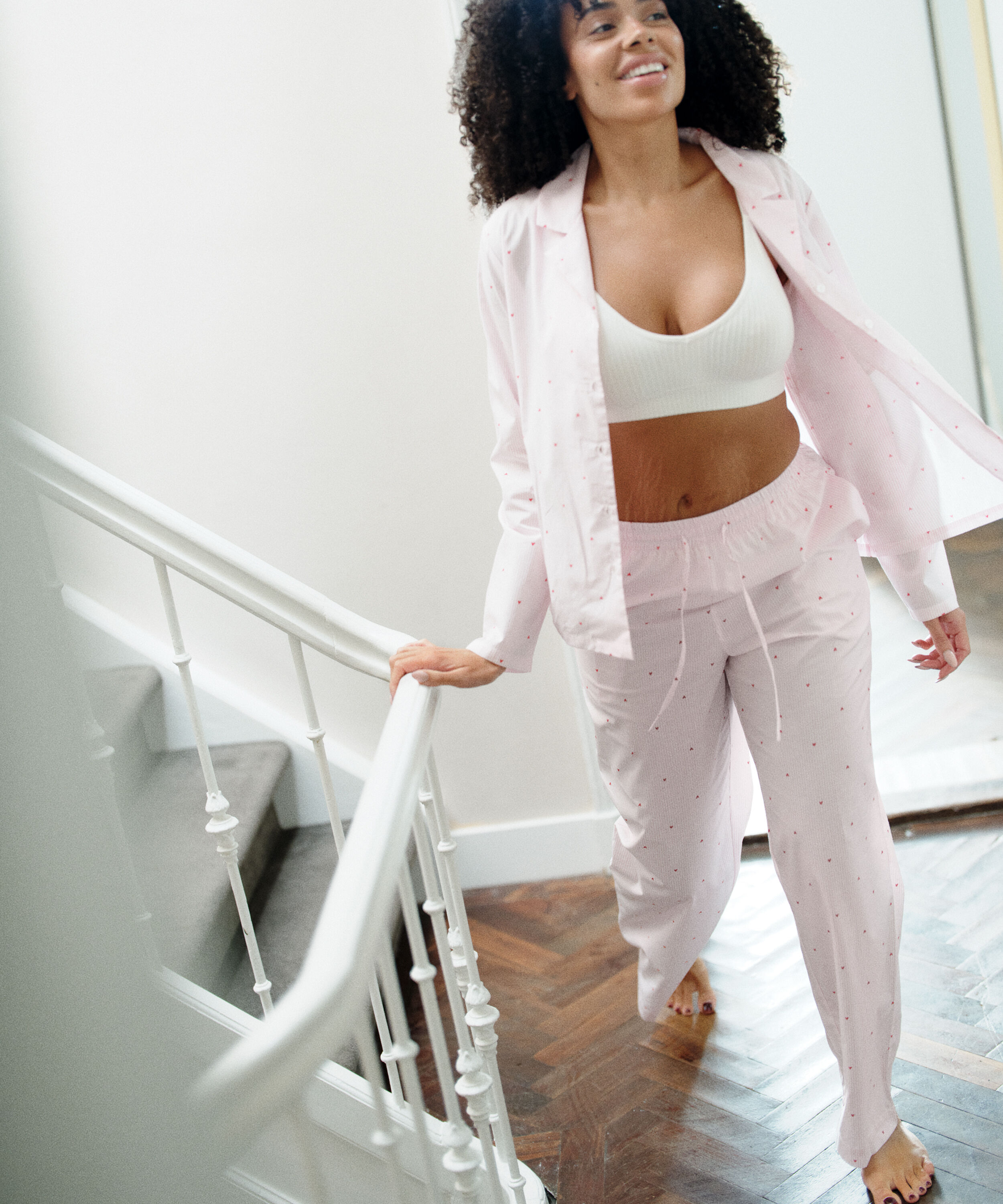 Bomuldsbukser med striber og hjerter