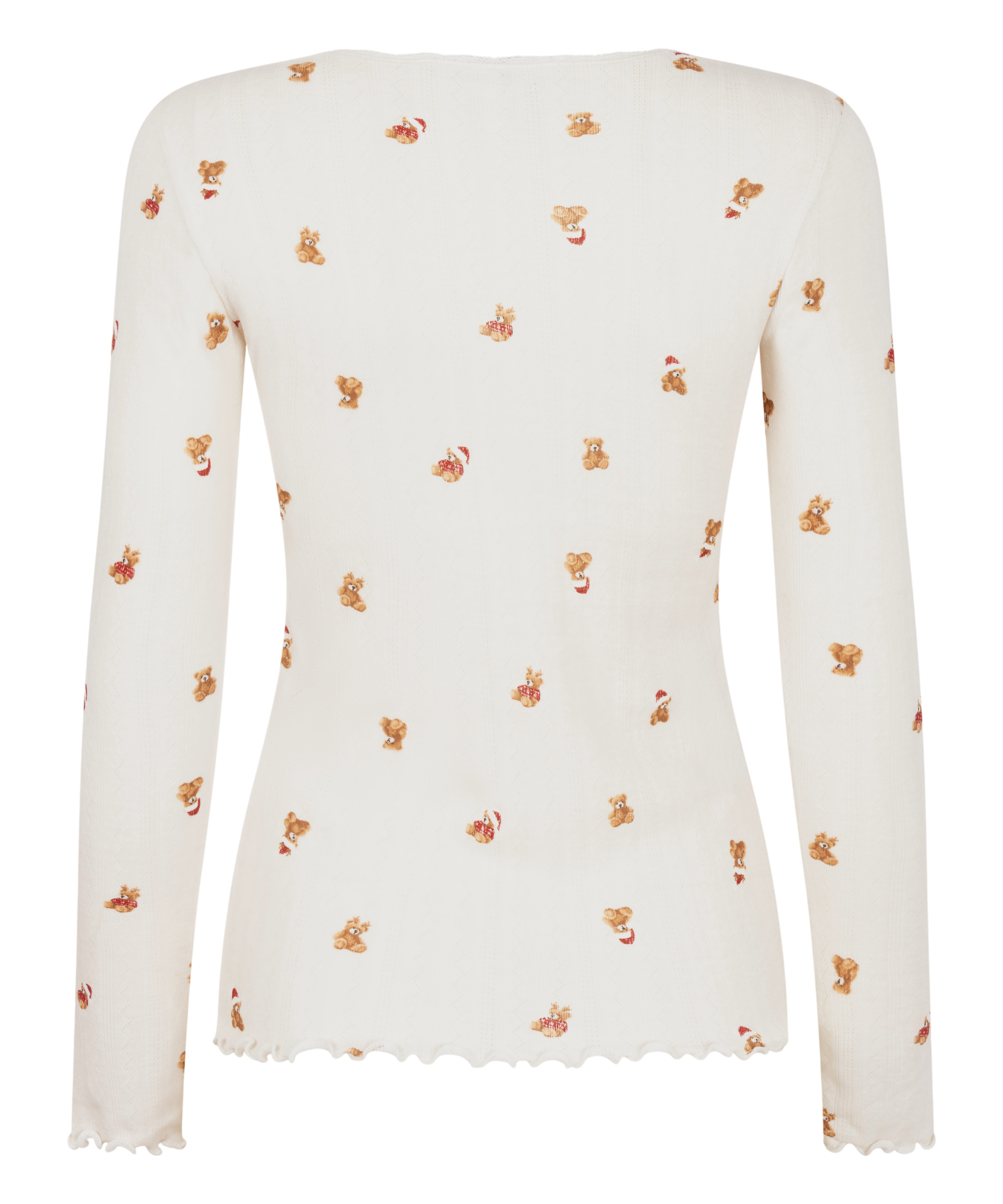 Pyjamastop Pointelle, Hvid, main