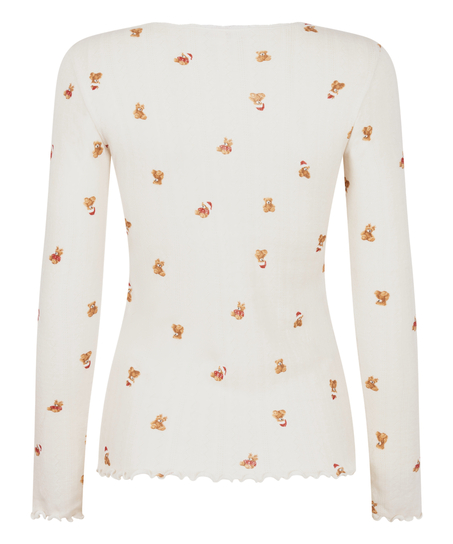 Pyjamastop Pointelle, Hvid