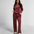Pyjamasbukser i velour, R&oslash;d