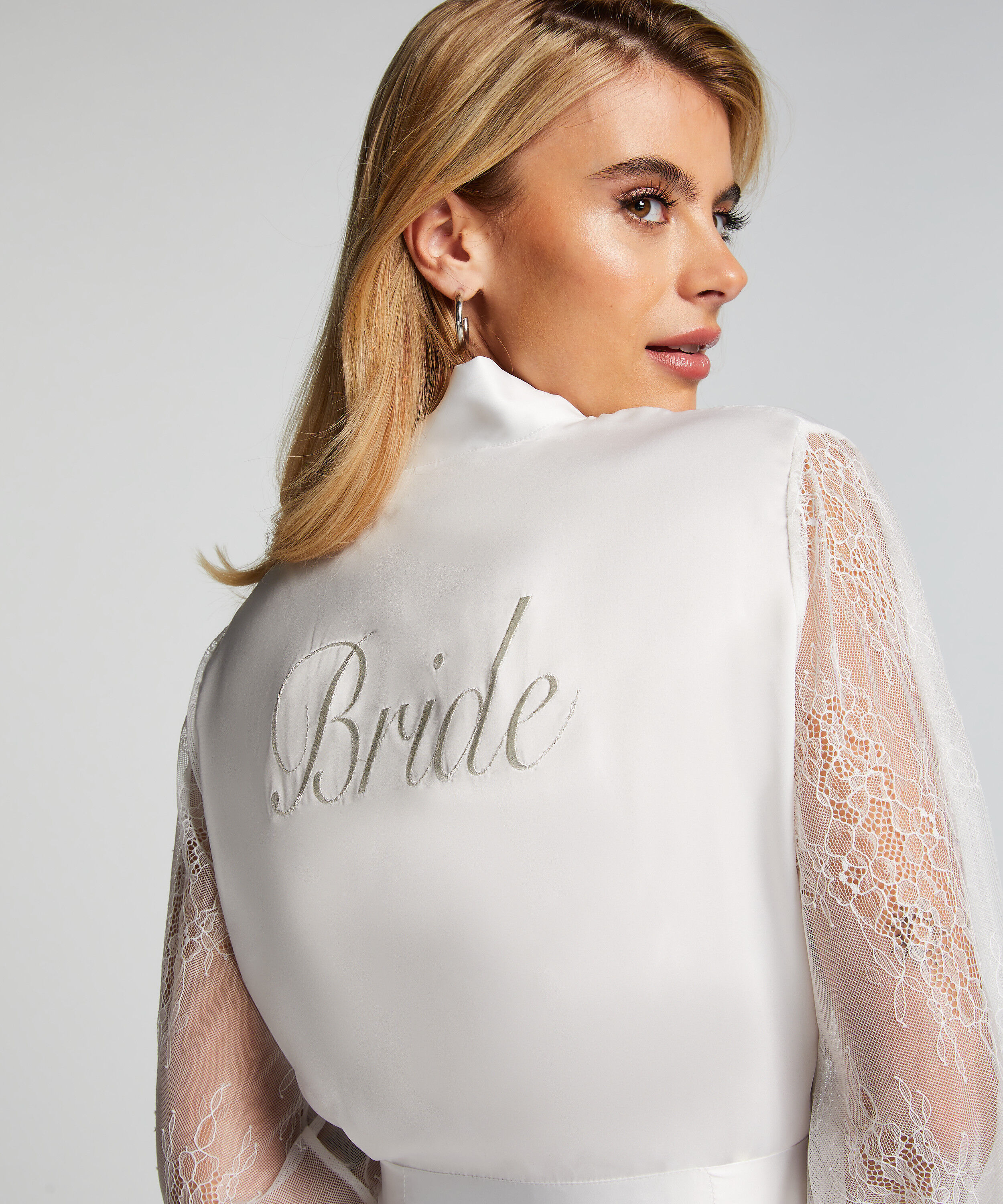 Kimono satin Bride, Hvid