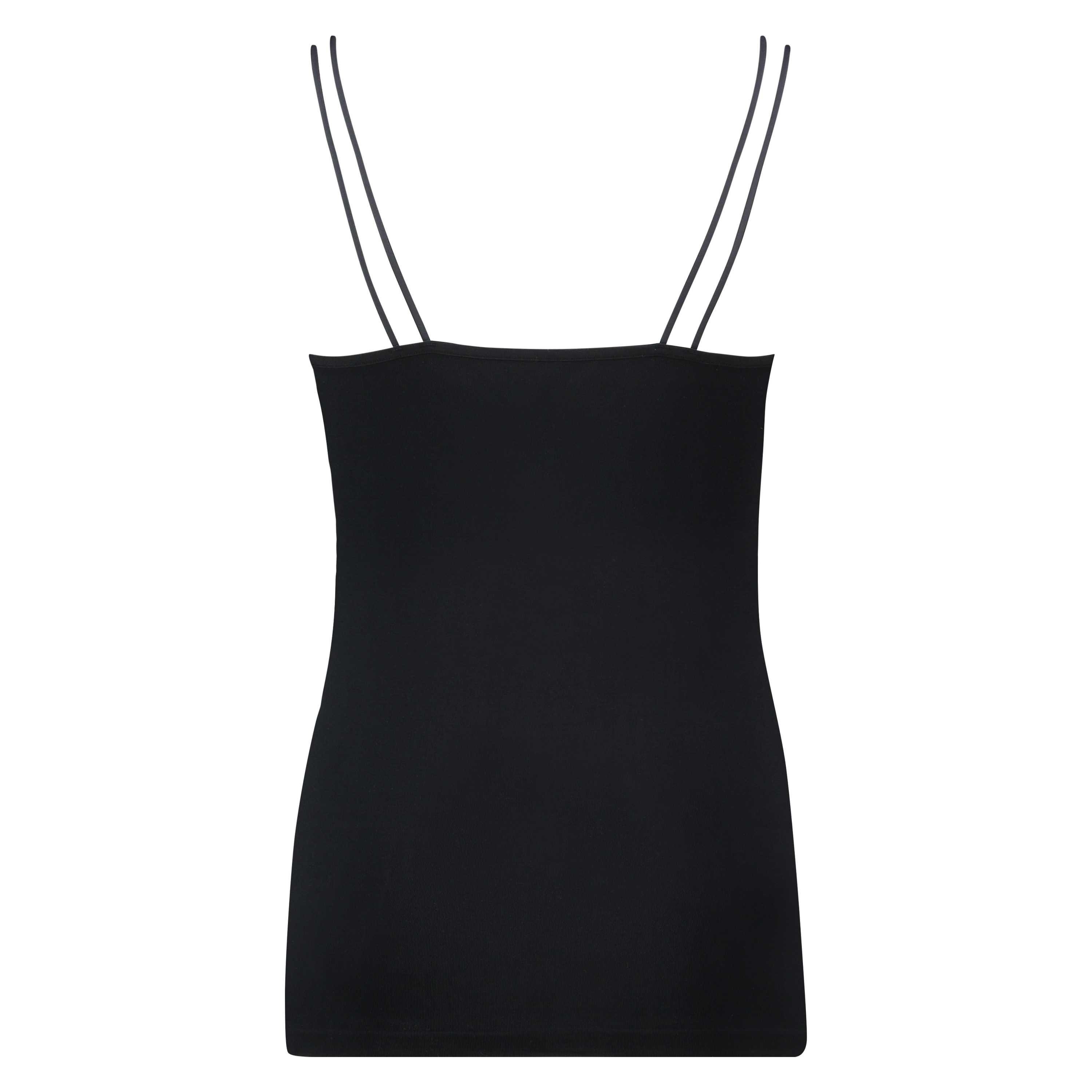 Sømløs top spaghettistrop, Sort, main