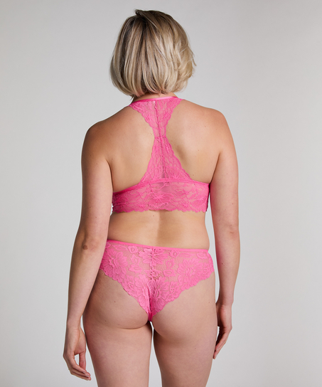 Usynlig brasiliansk trusse Lace Back, Lyserød