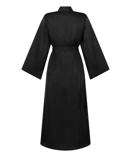 N&aring;lestribet satinkimono, Sort