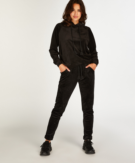 Petite joggingbukser velour, sort