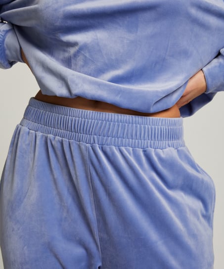 Joggingbukser Velours, Bl&aring;