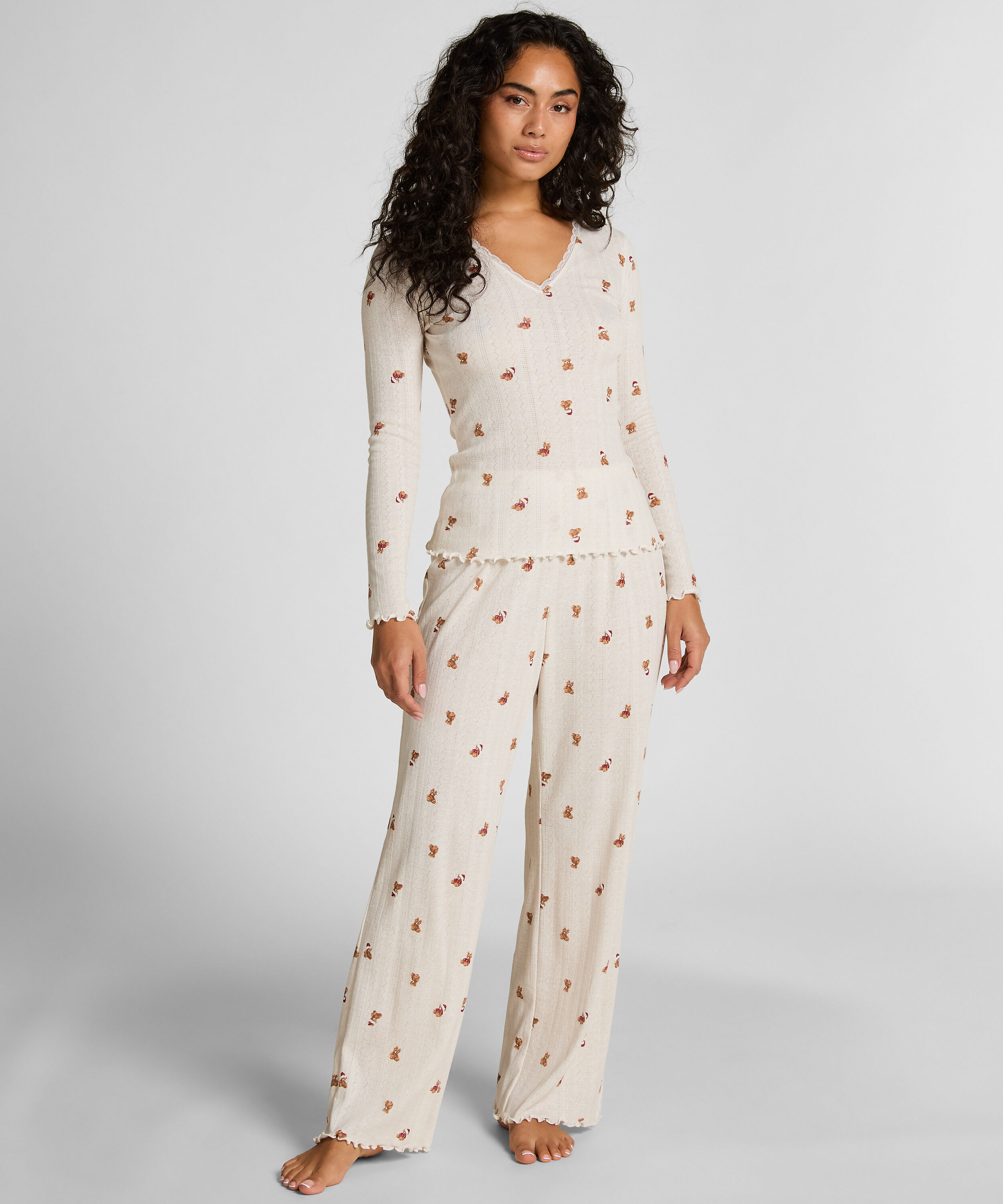 Pointelle Pyjamassæt, Hvid