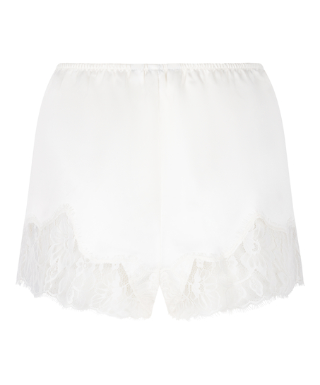 Valerie Satin Pyjamas Shorts, Hvid