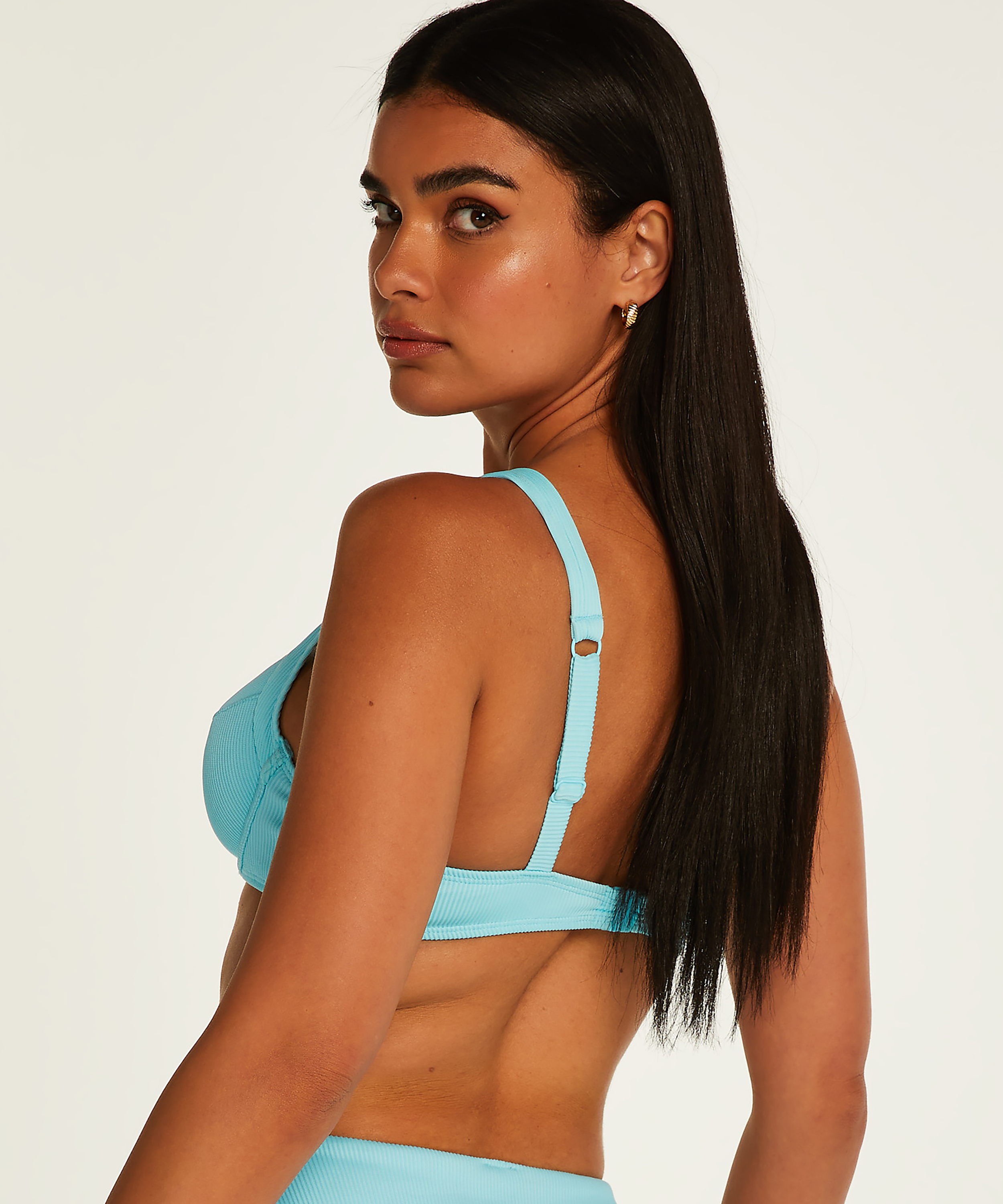 Ikke-formstøbt bikinitop med bøjle Texture, Sort, main