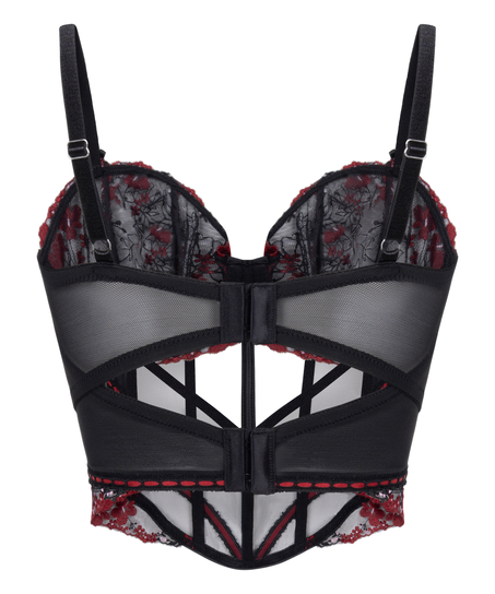 Bustier med p&aelig;oner, Sort