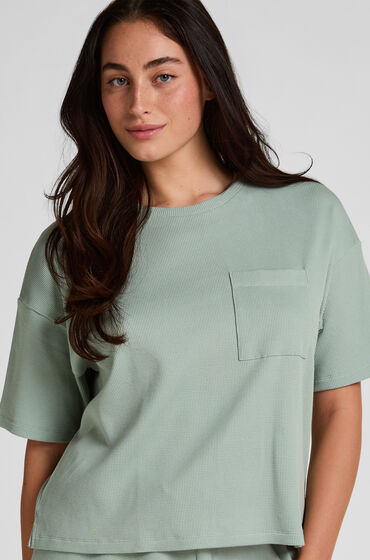 Hunkemöller Pyjama Top Waffle Grøn