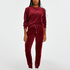 Velours Stripe joggingbukser, rød