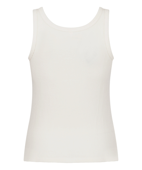 Singlet b&oslash;rstet jersey rib, Hvid