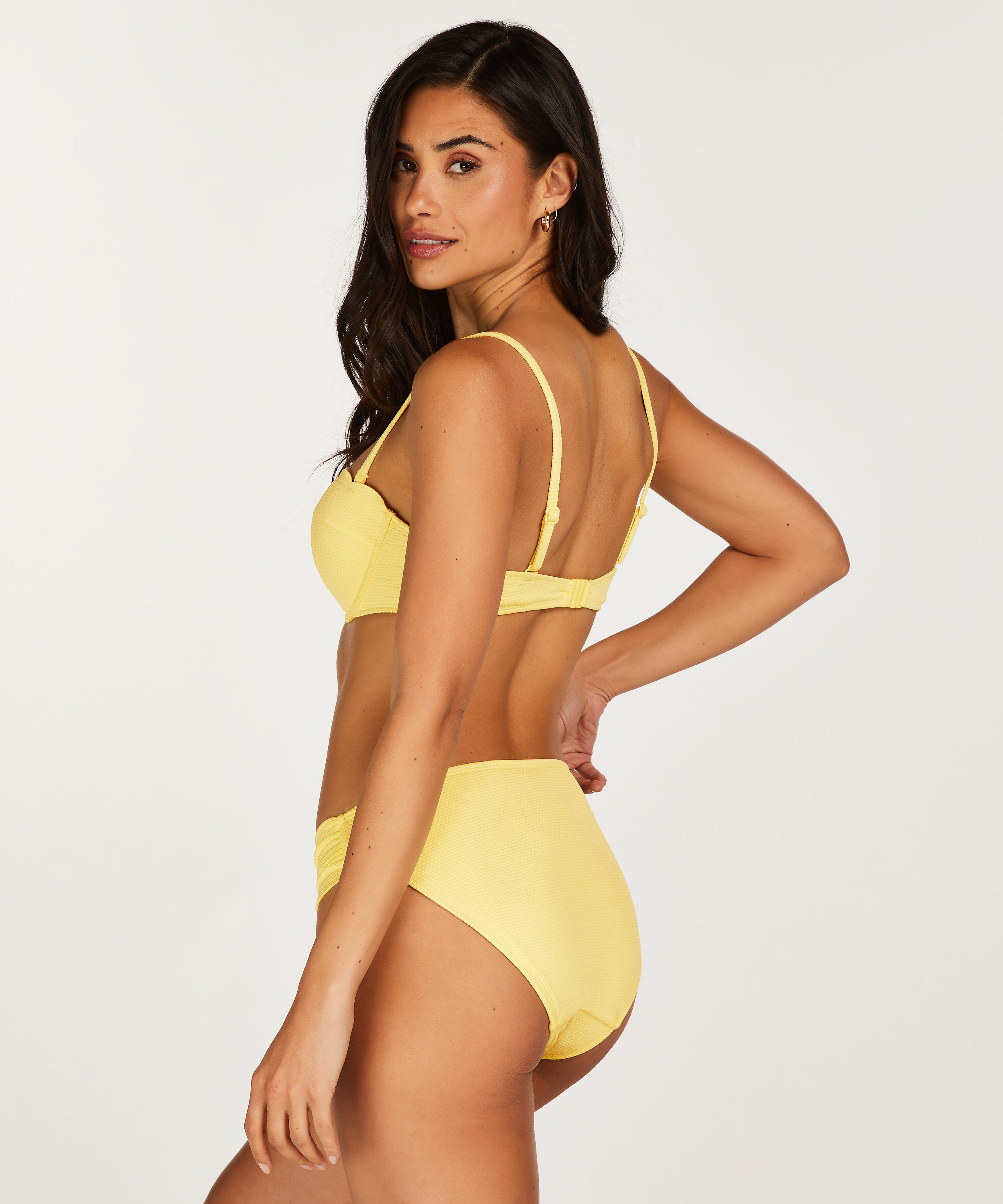 Polstret bikinitop med bøjle Scallop, gul, main