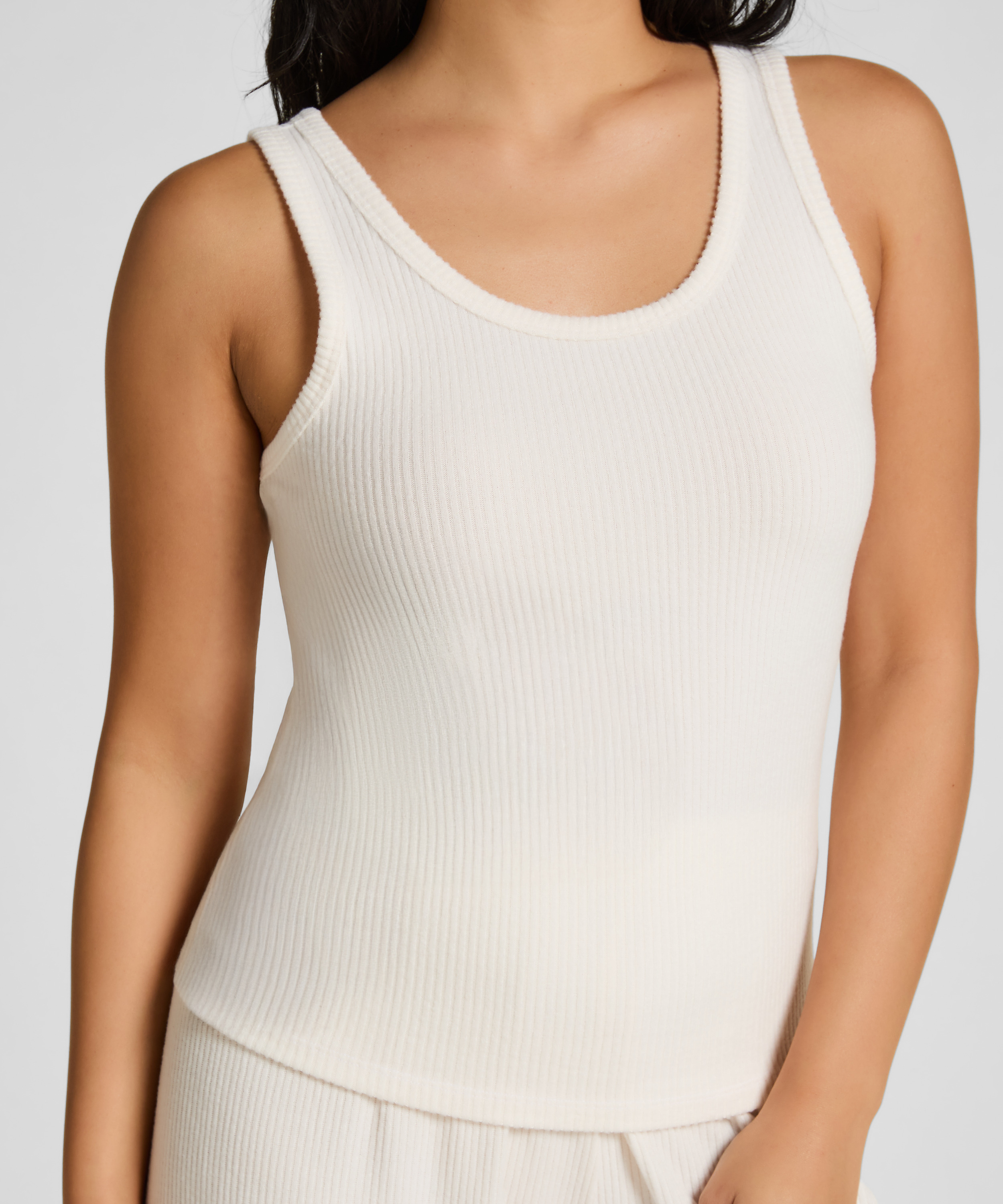 Singlet b&oslash;rstet jersey rib, Hvid, main