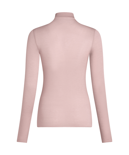 super soft rullekrave bluse med cashmere, Lyserød