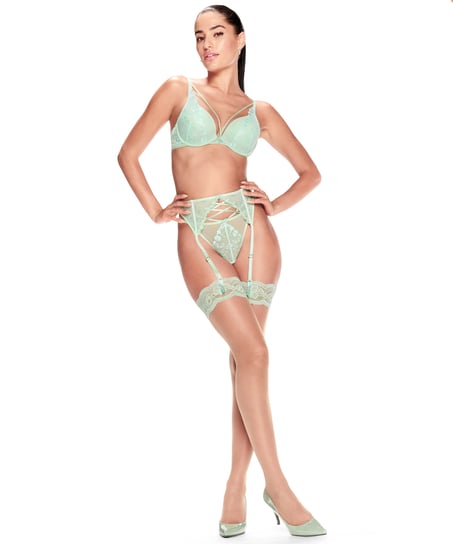 Fancy Lace Top strømper 15 Denier, Grøn