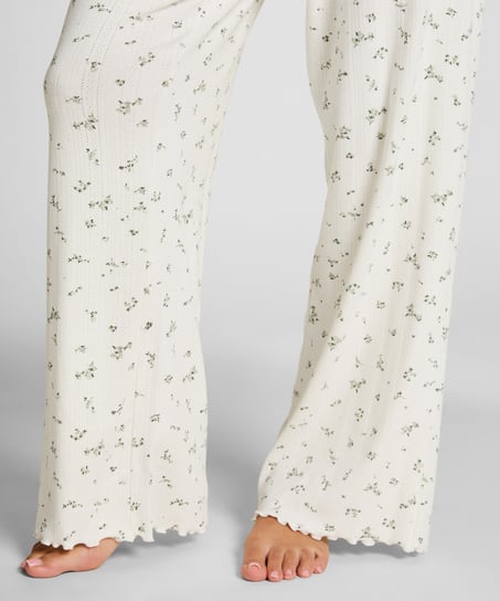 Pyjama Pant Loose Pointelle, Hvid