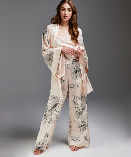 Kimono satin Lotus, Lyserød