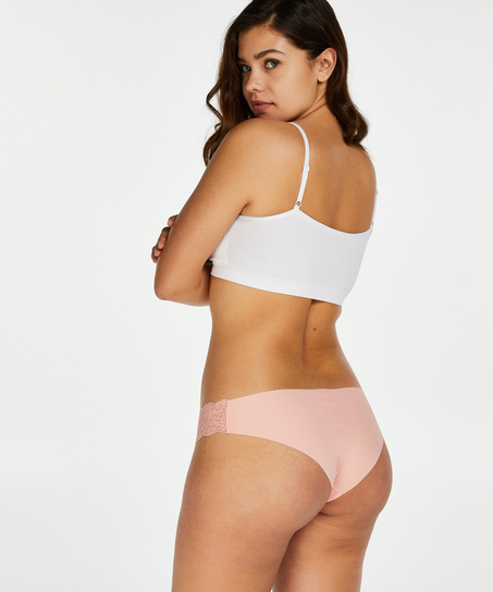 Invisible brasiliansk trusse med blonde, Lyserød