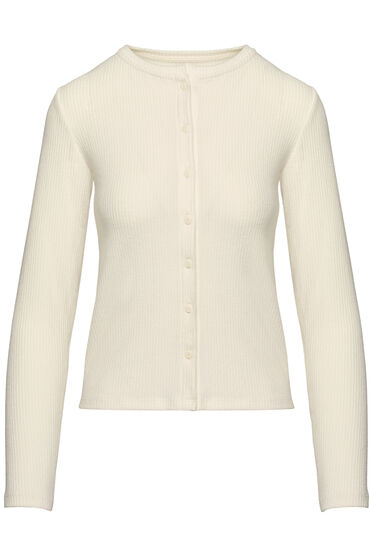 Hunkemöller CARDIGAN LS BRUSHED JERSEY RIB Hvid