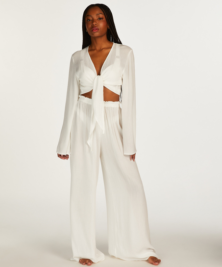 Knot lang&aelig;rmet top, Hvid