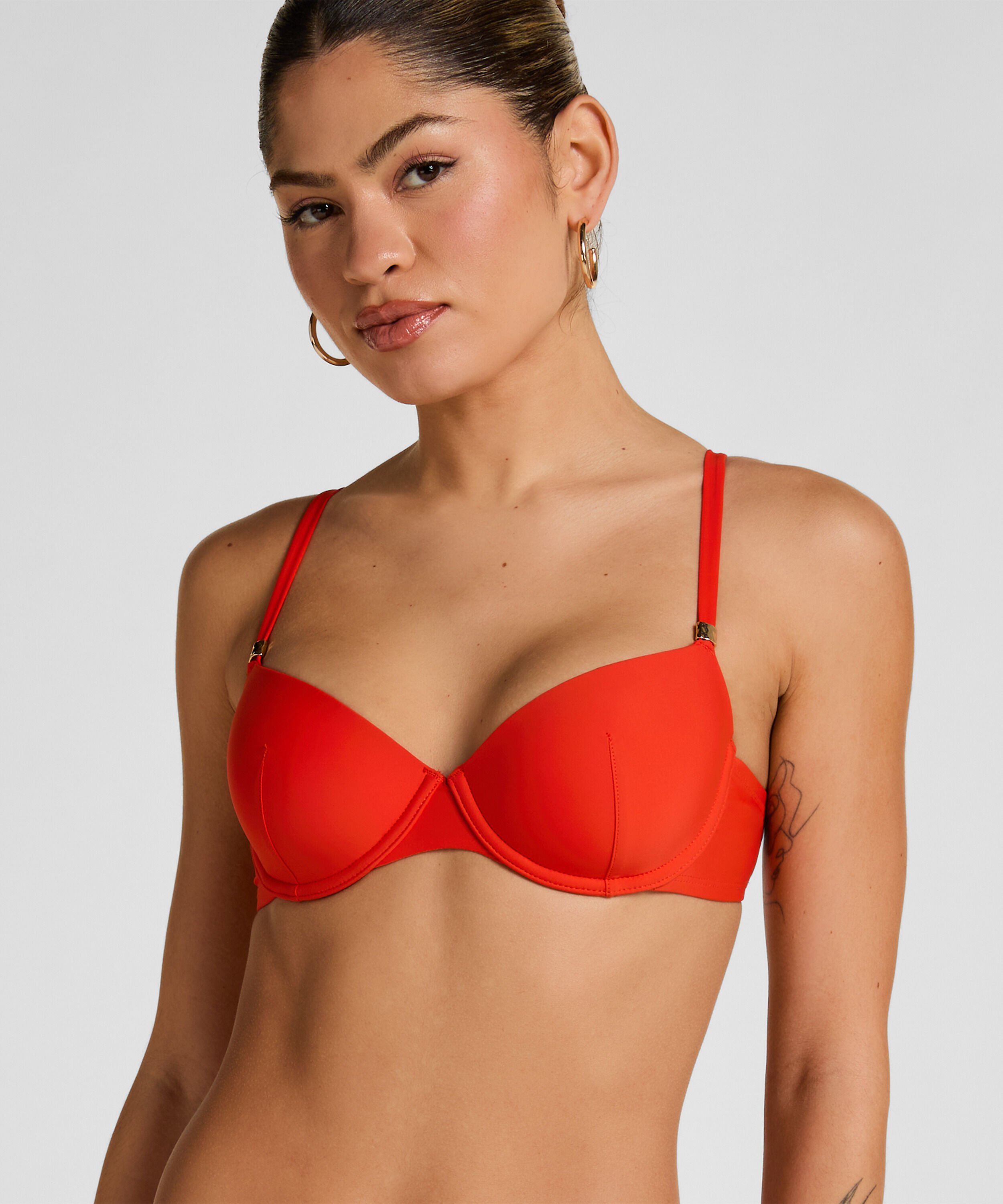 Luksus Bøjle Bikini Top med Polstring, Rød Luksus Bøjle Bikini Top med Polstring, Rød