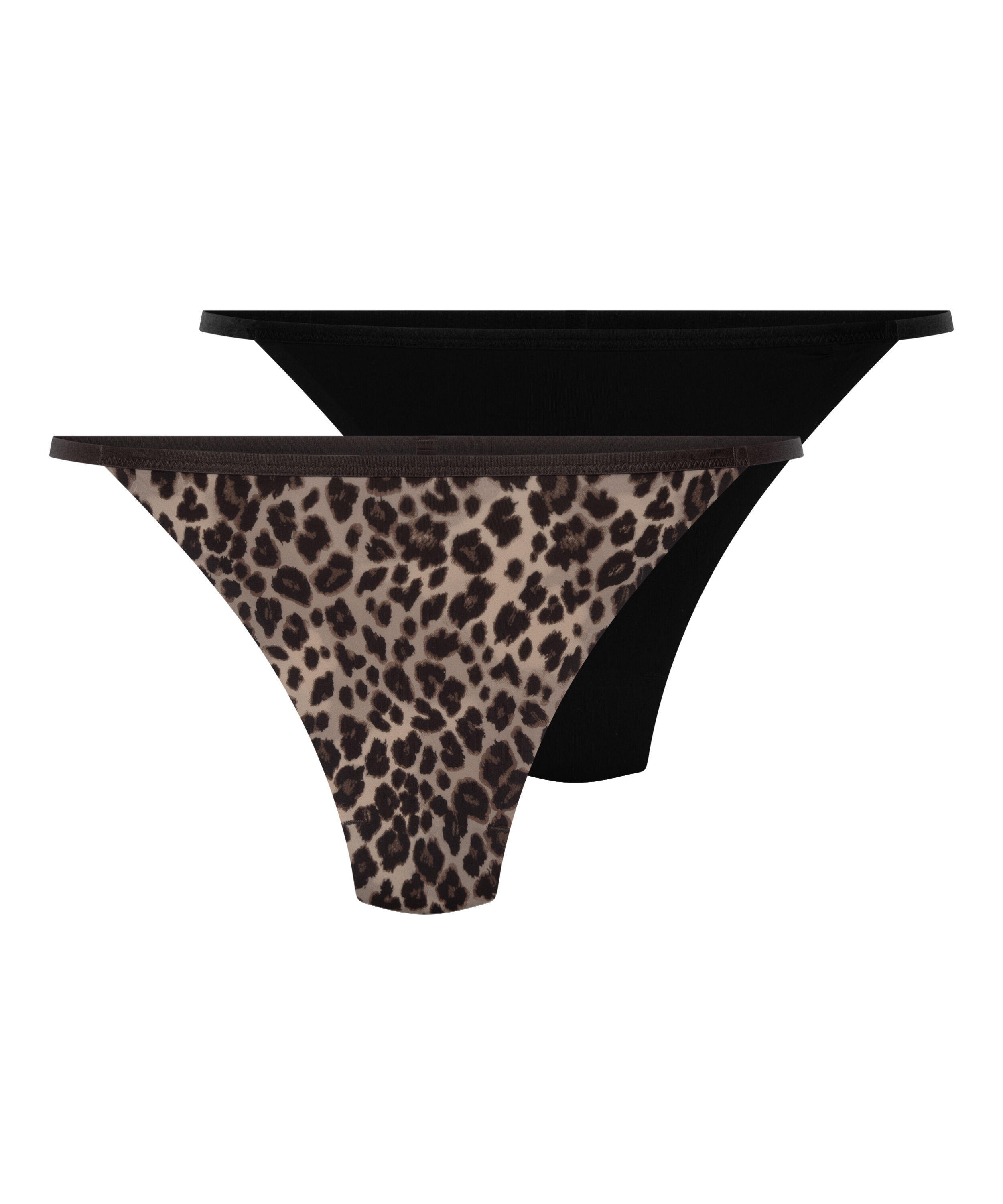 2-pak mikro leopard g-streng, Sort