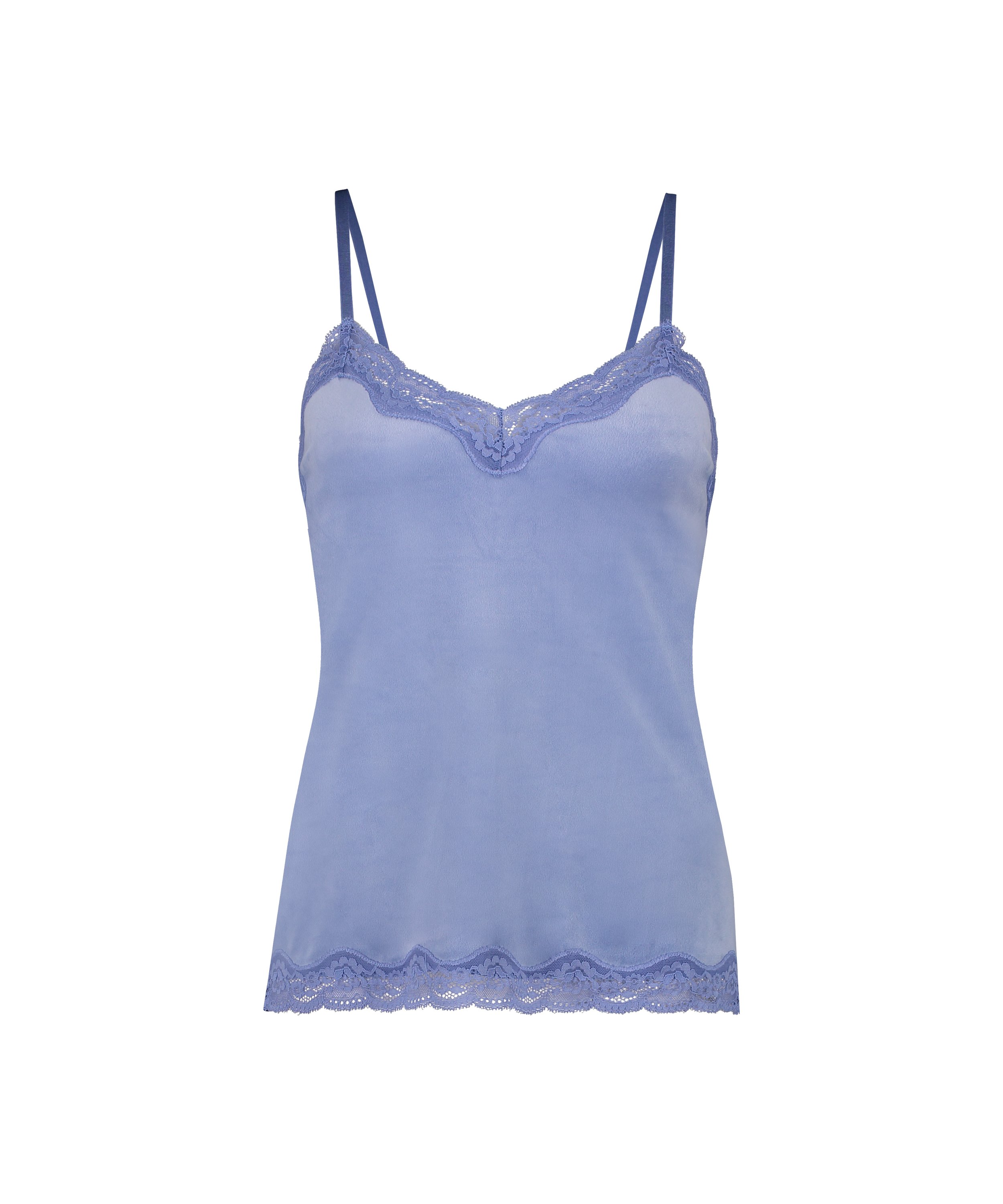 Cami top Velours Lace, Bl&aring;, main