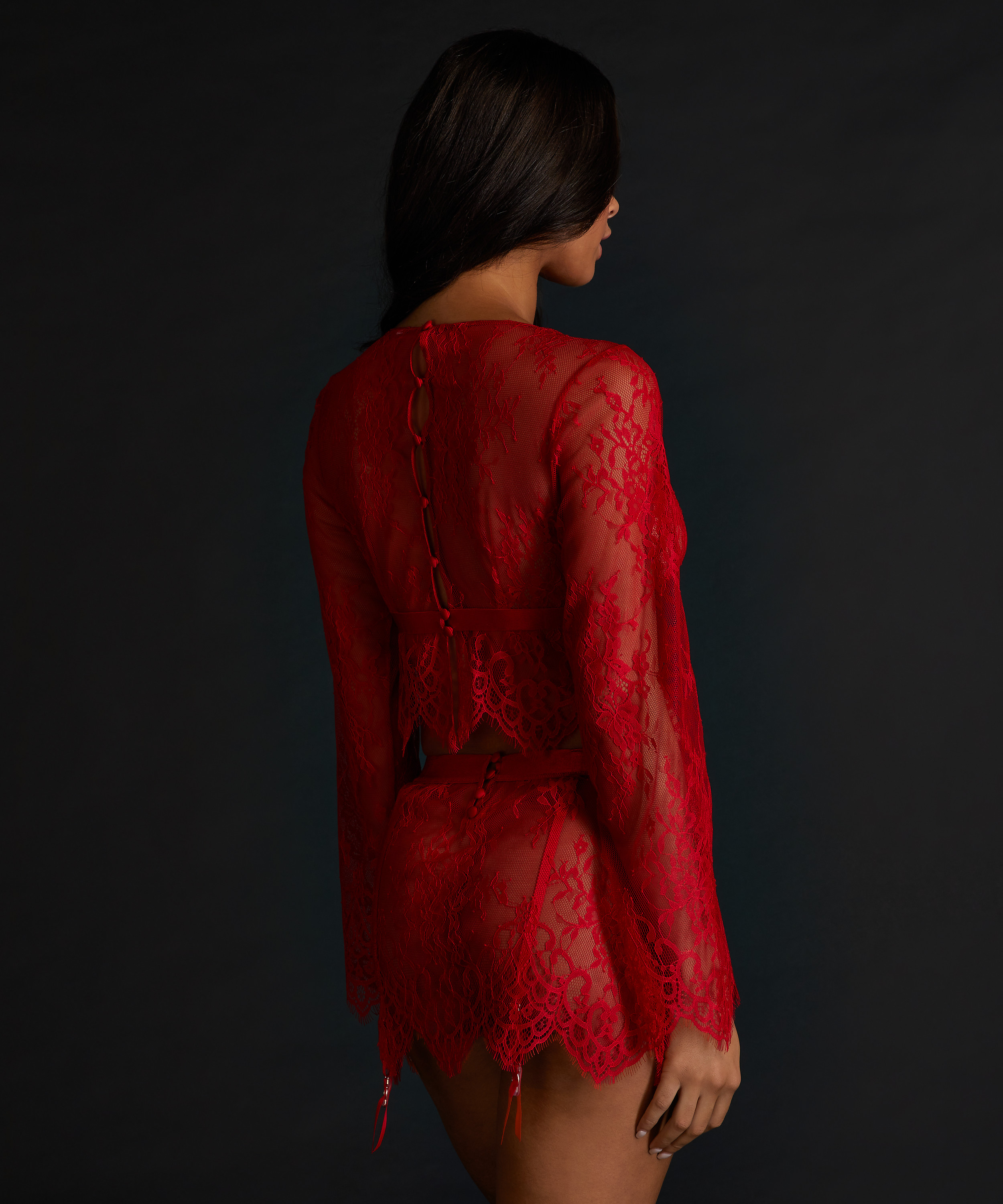 Top Allover Lace, rød, main