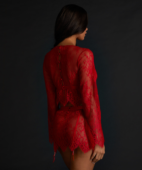 Top Allover Lace, rød