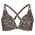 Leopard bikinitop med fyld og bøjle, Beige