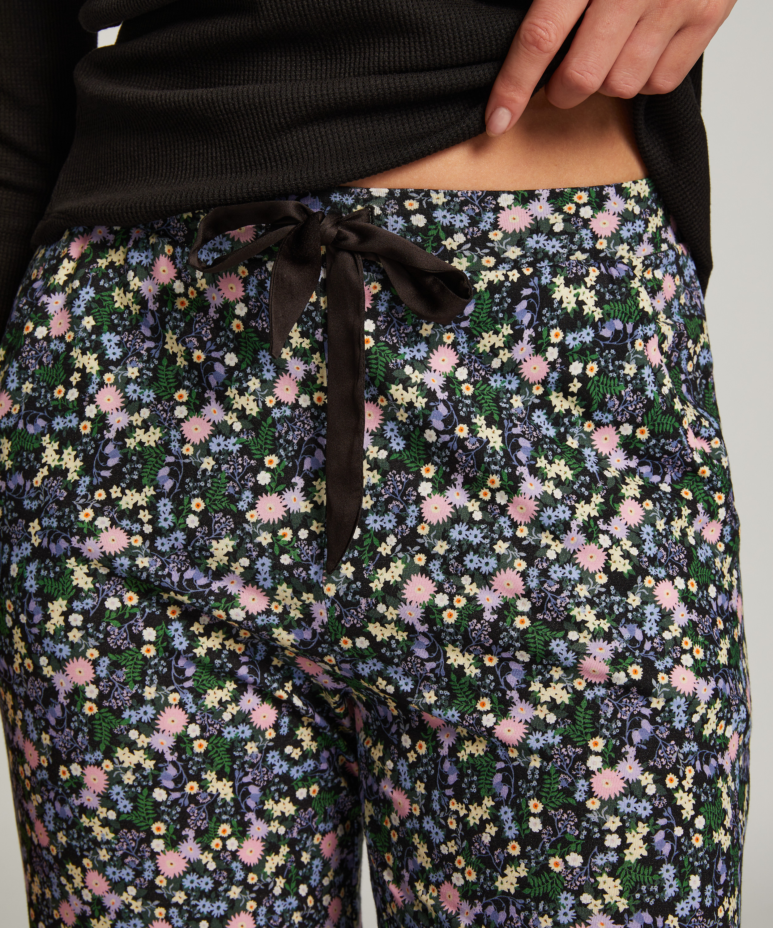 Pyjamasbukser Jersey, Sort, main