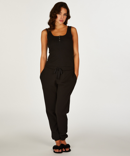 Kort&aelig;rmet waffle top, Sort