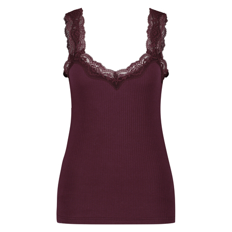 Top Rib Cami lace, R&oslash;d