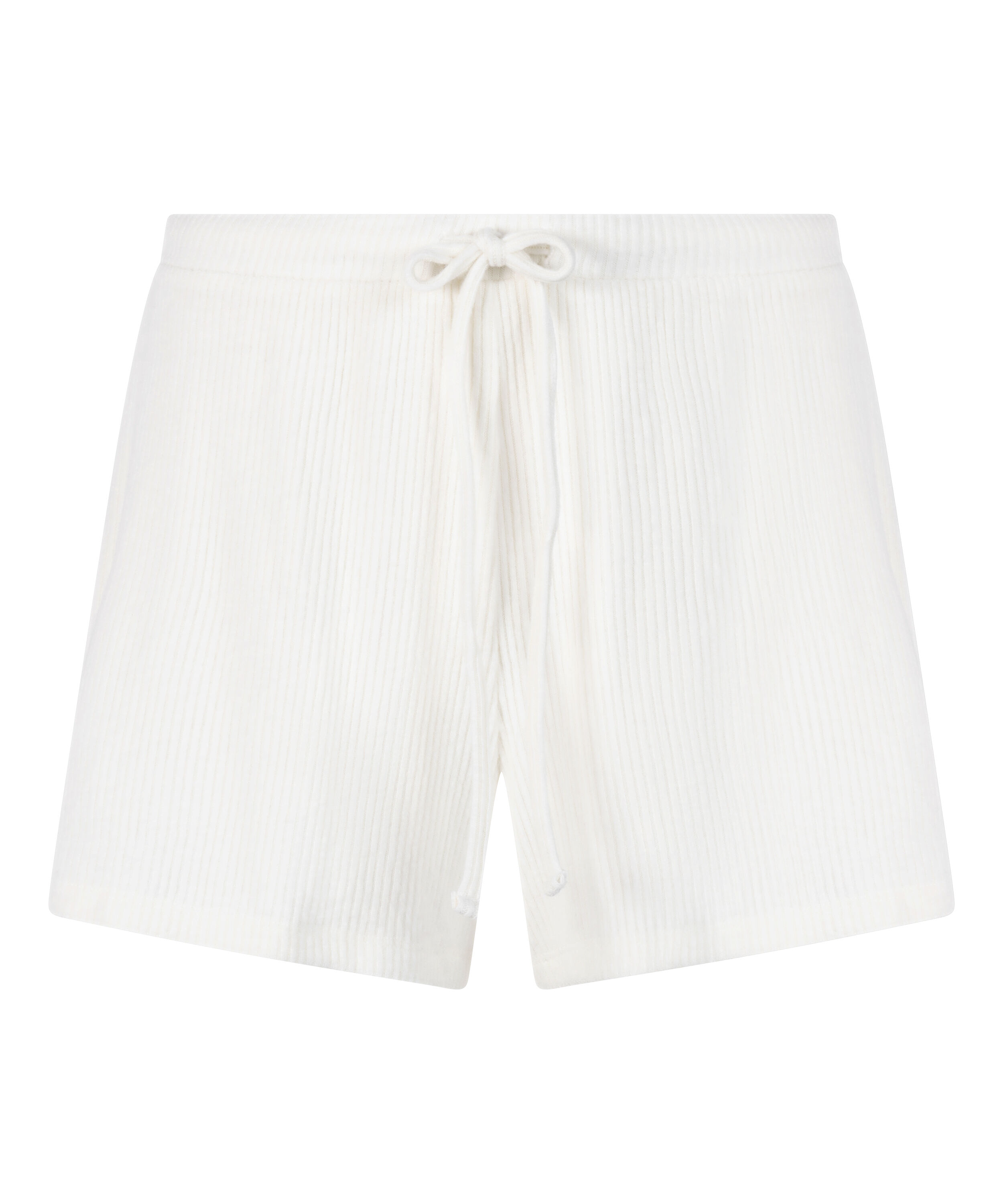 Ribstrikkede shorts, Hvid