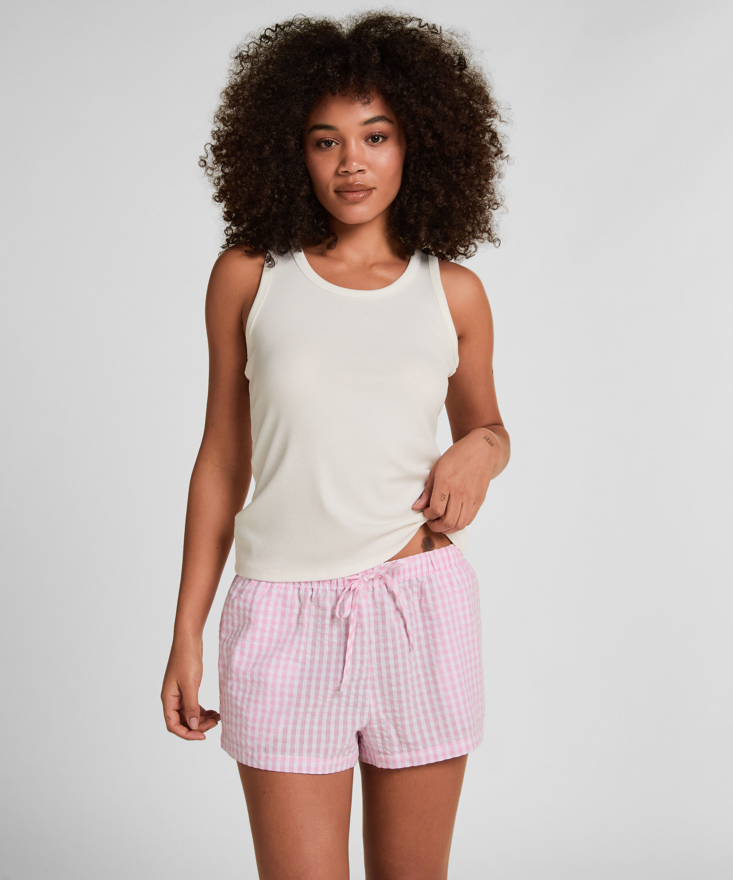 Shorts Seersucker, Lyserød