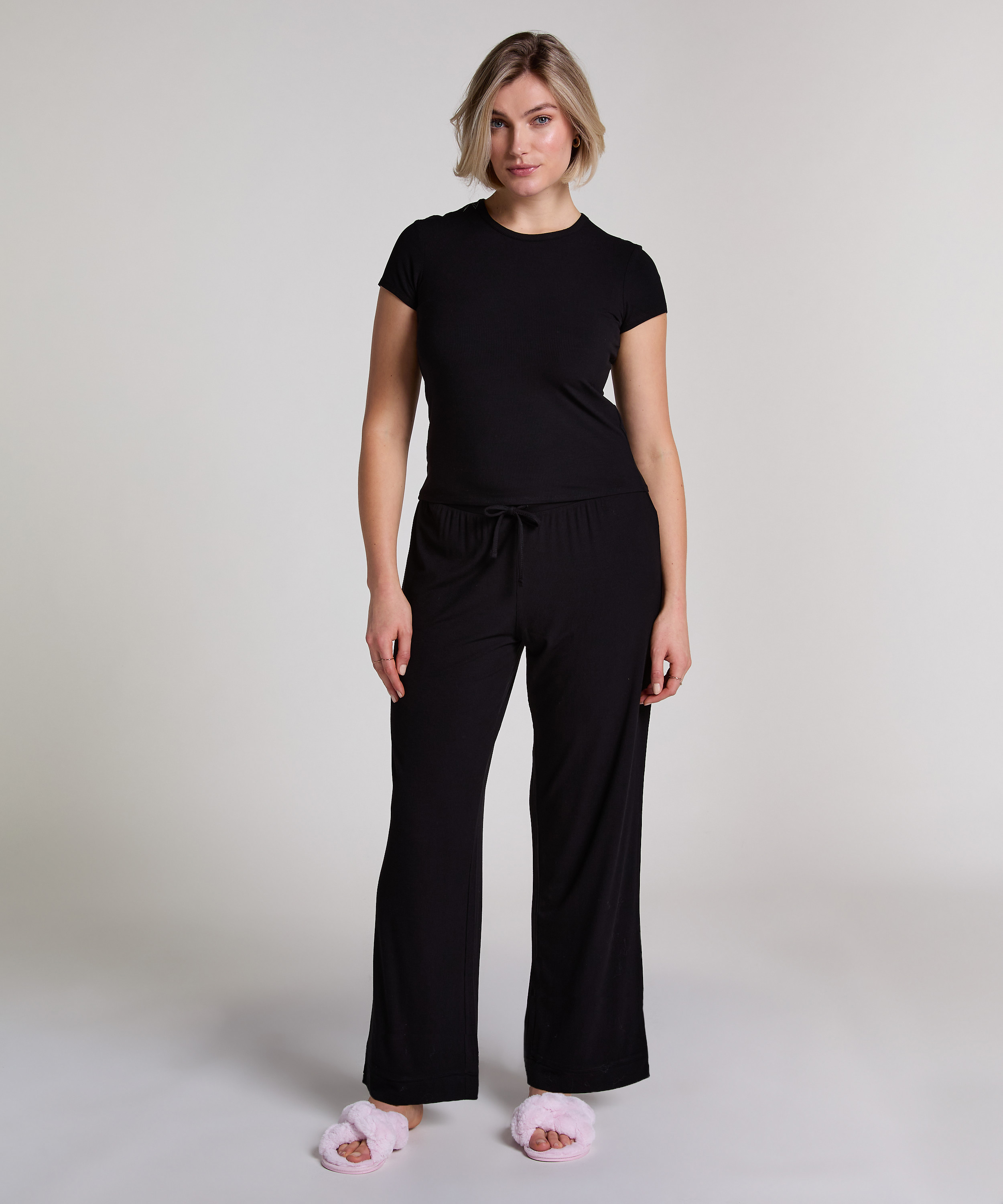 Pyjamas Top Rib Essential, Sort, main