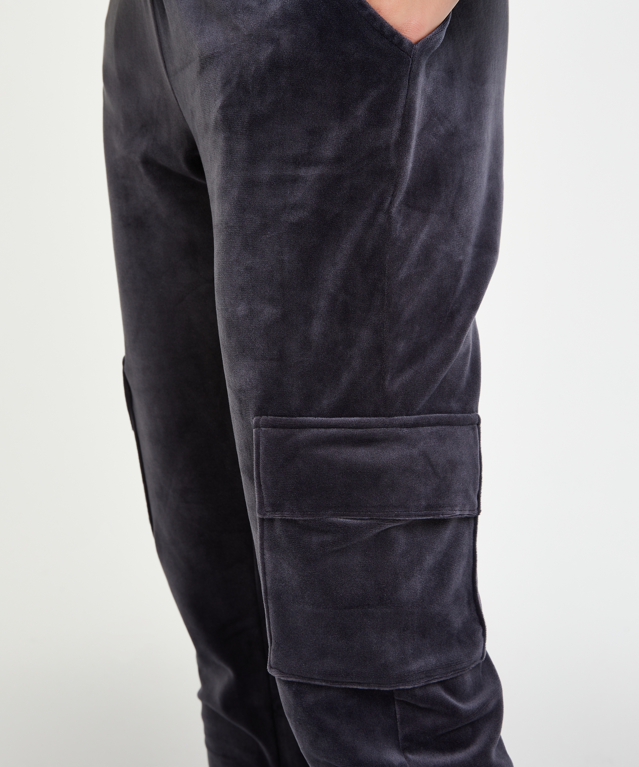 Velours joggingbukser Cargo, Gr&aring;, main