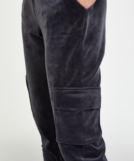 Velours joggingbukser Cargo, Gr&aring;