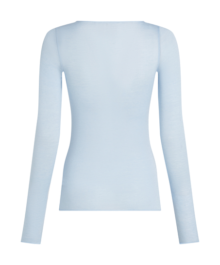 super soft bådhals bluse med cashmere, Blå