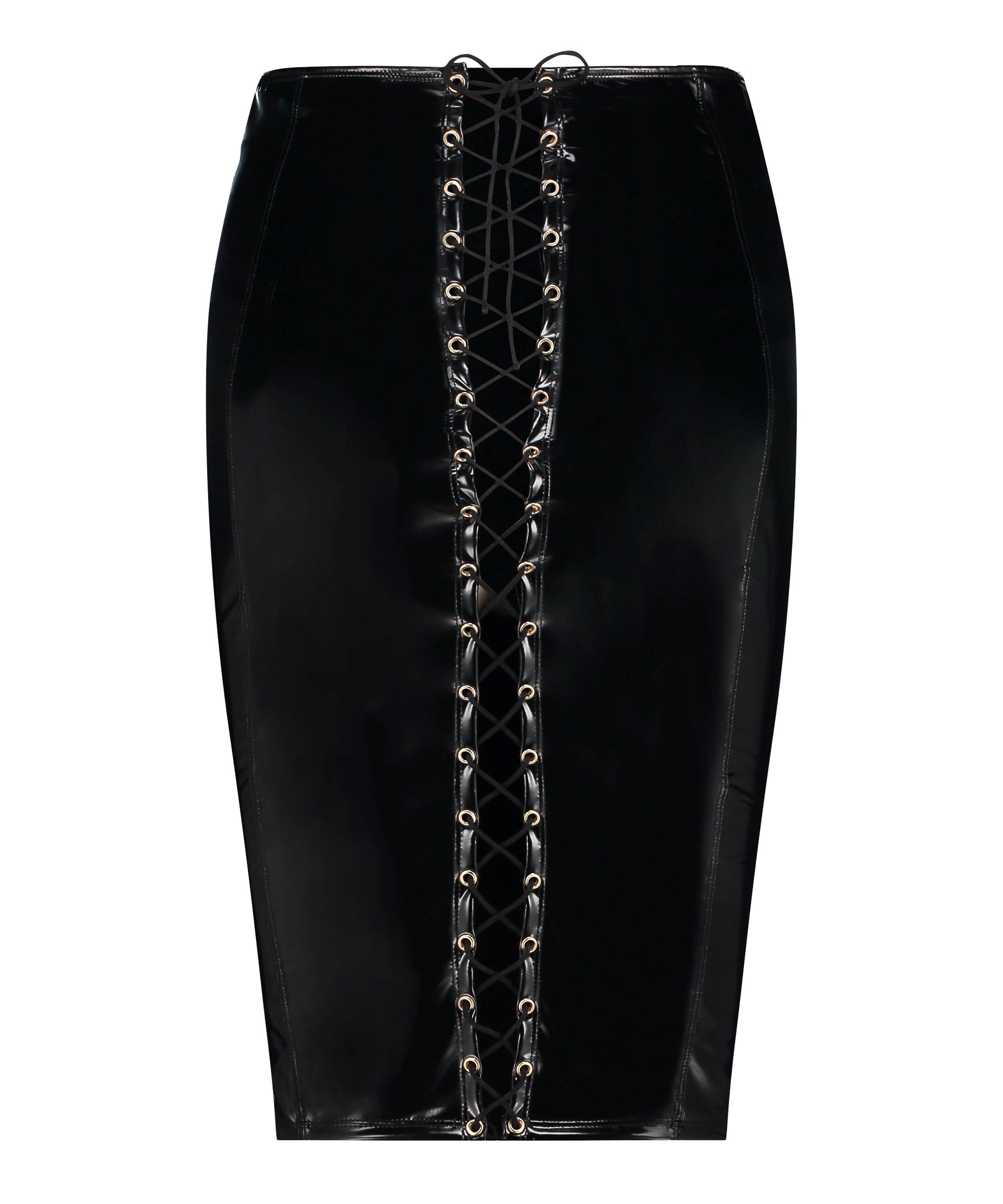 Nederdel i imiteret læder, Sort, main