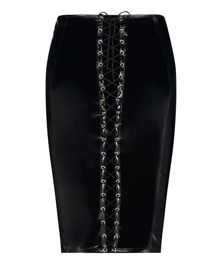 Nederdel i imiteret læder, Sort