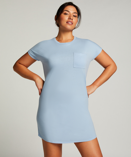 Natskjorte rund hals, Blå